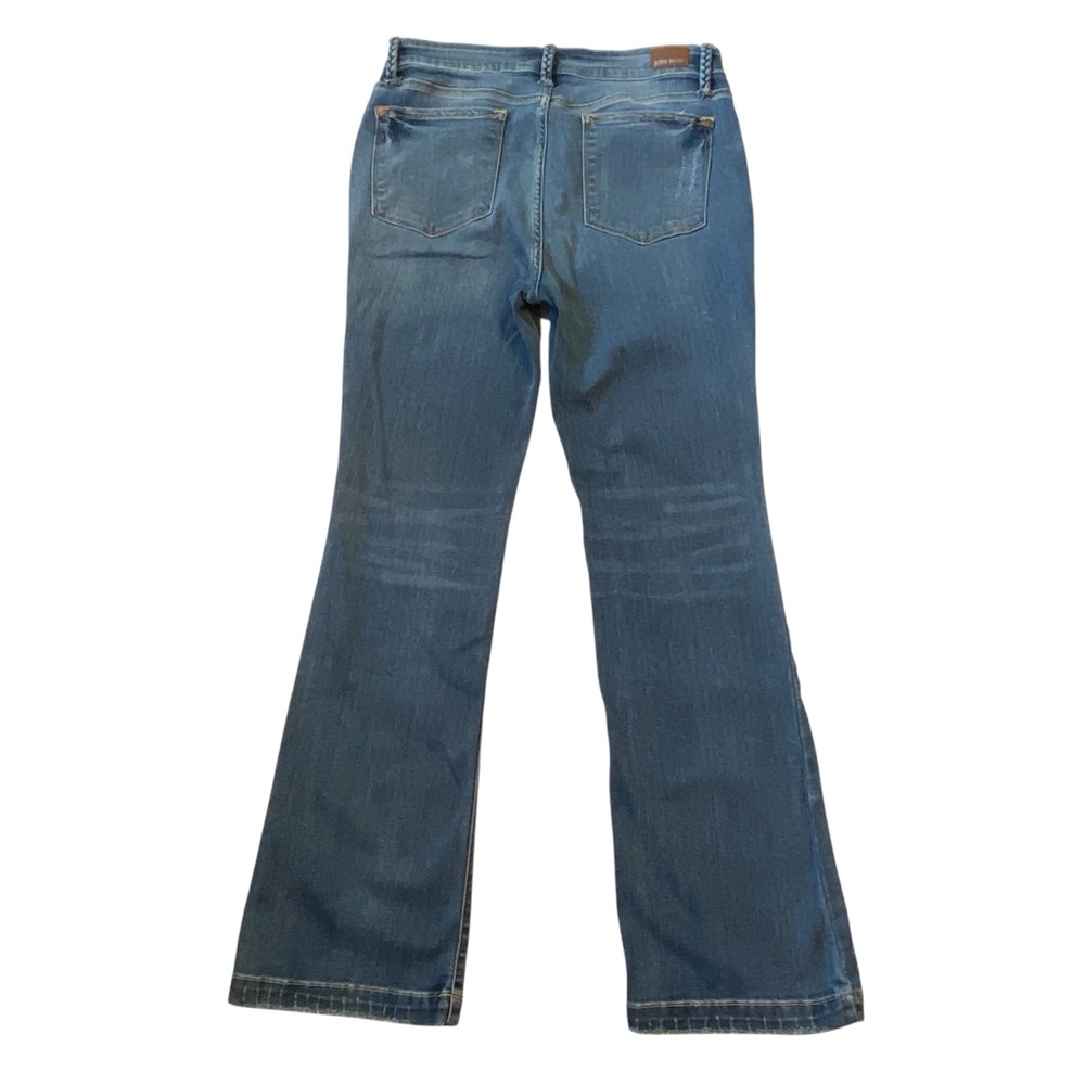 JUDY BLUE Slim Boot Cut Jeans Braided Belt Loops Lightly Distressed Womens 13/31 - Picture 8 of 14